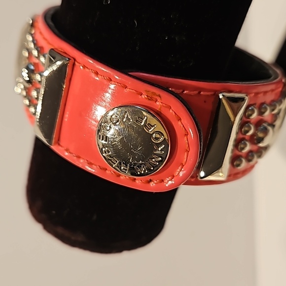 REBECCA MINKOFF Studded Hot Pink & Silvertone Snap on 7"L Bracelet - Picture 7 of 7